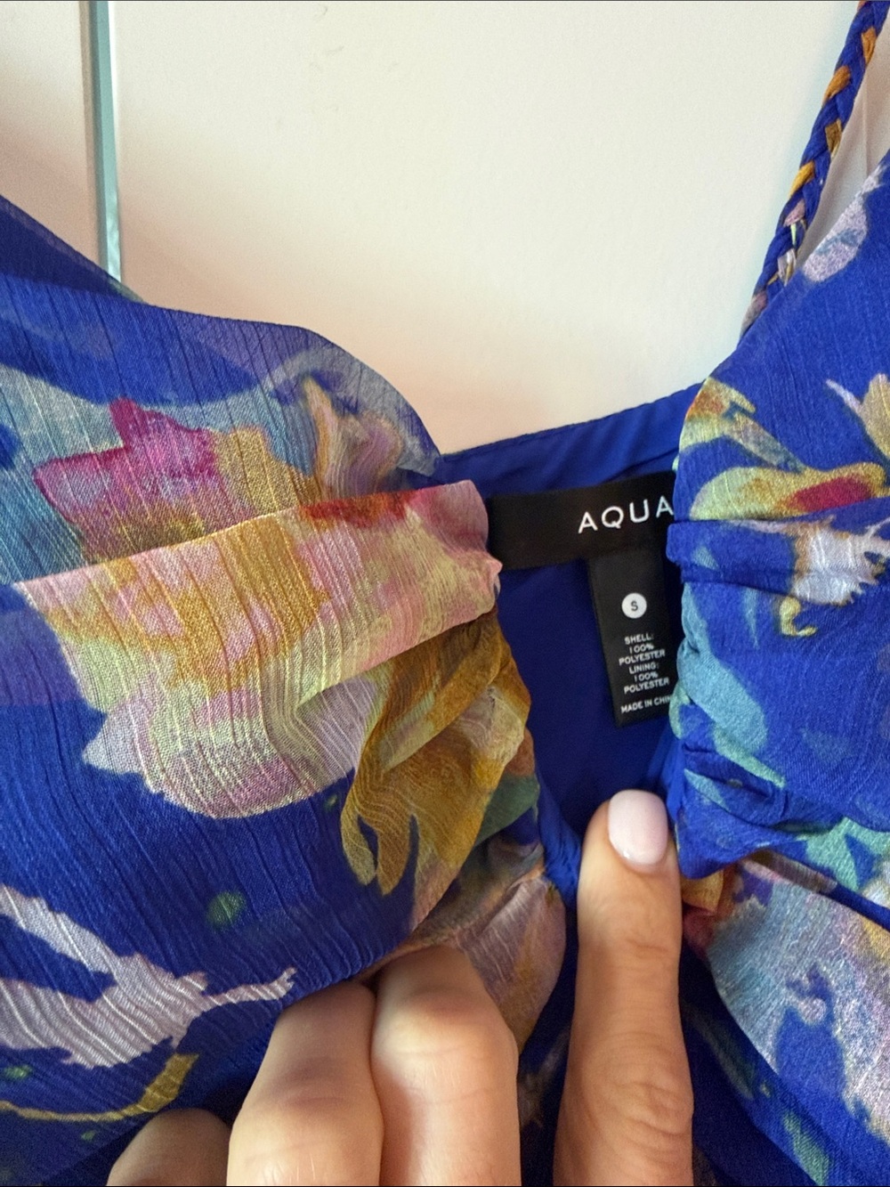 Aqua Blue Floral Spaghetti-Strap Maxi Dress - Picture 3 of 5